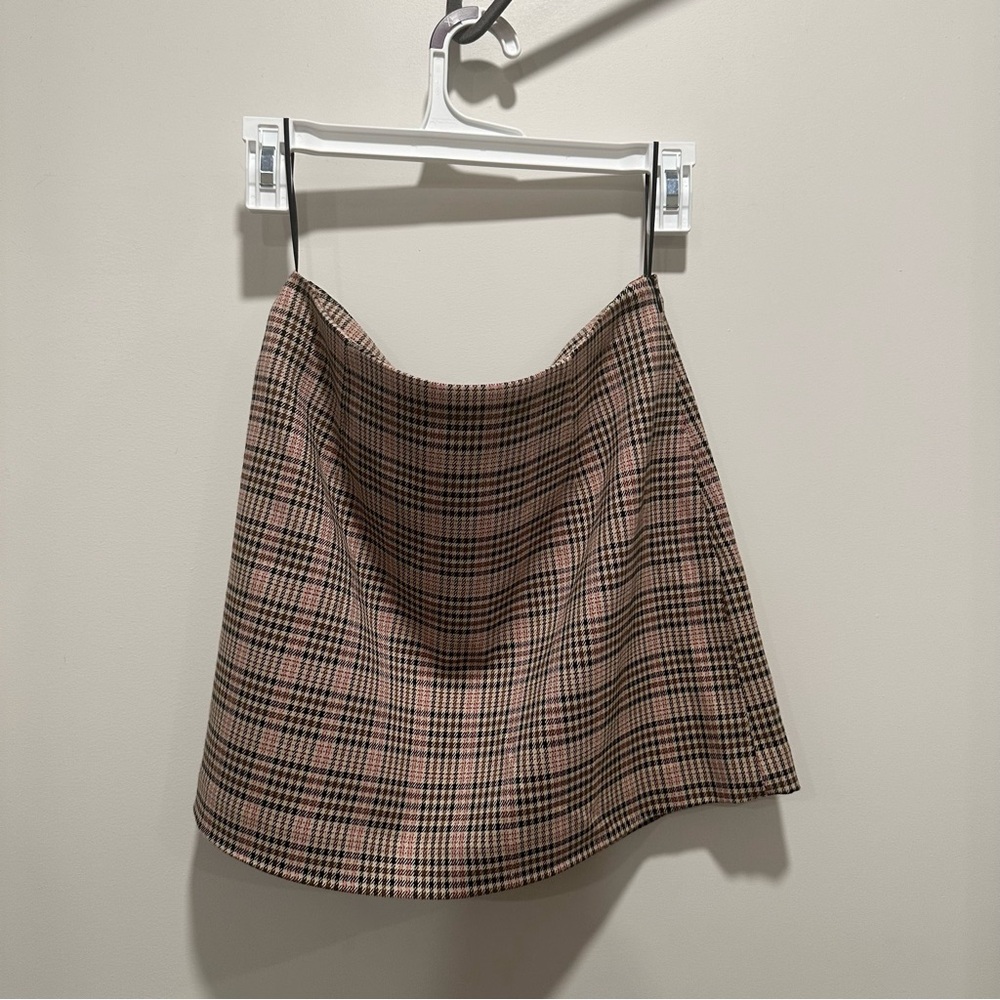 French Connection Checkered Mini Skirt - Black and Tan